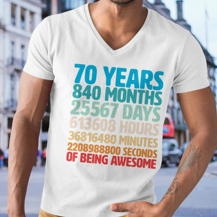 70 Years Of Being Awesome 70Th Birthday Time Breakdown Men V-Neck Tshirt