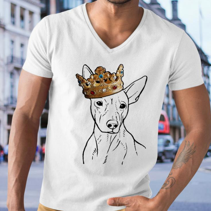 American Hairless Terrier Dog Wearing Crown Men V-Neck Tshirt