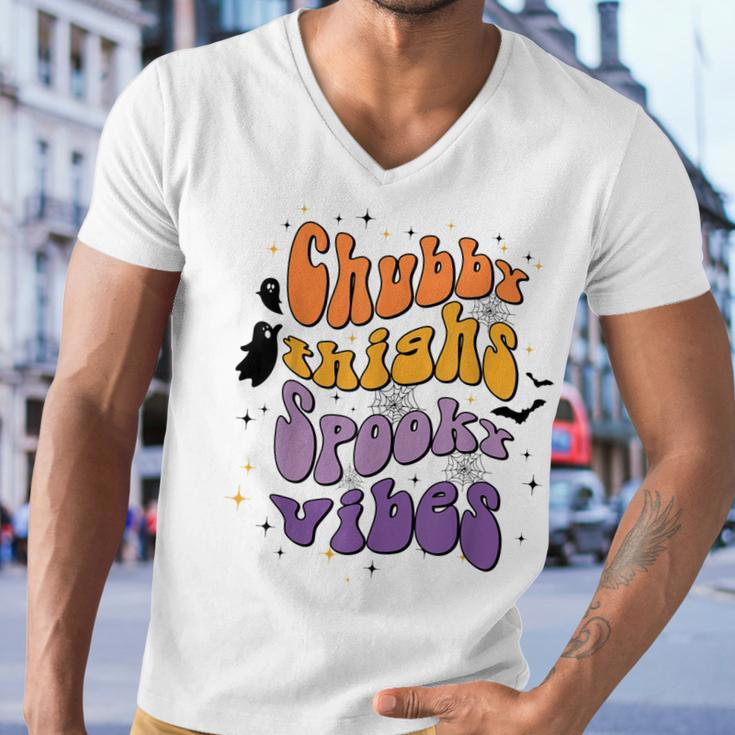 Chubby Thighs And Spooky Vibes Happy Halloween Men V-Neck Tshirt