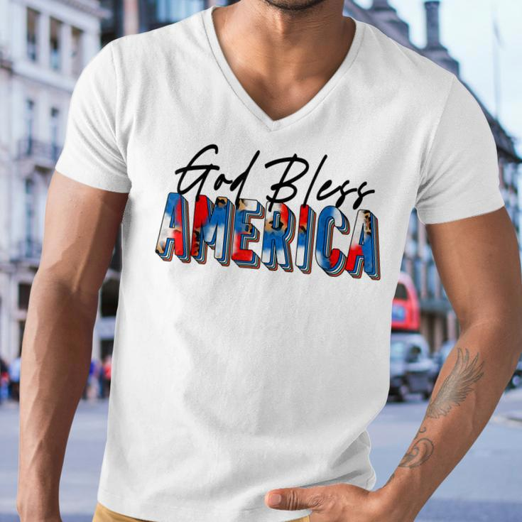 God Bless America Tie Dye Leopard Christian 4Th Of July Men V-Neck Tshirt