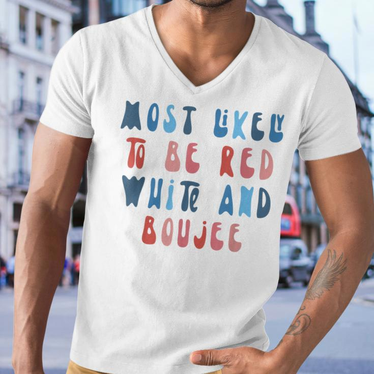 Most Likely To Be Red White And Boujee 4Th Of July Family Men V-Neck Tshirt