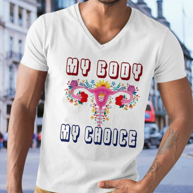 My Body My Choice Pro Roe Floral Uterus Men V-Neck Tshirt