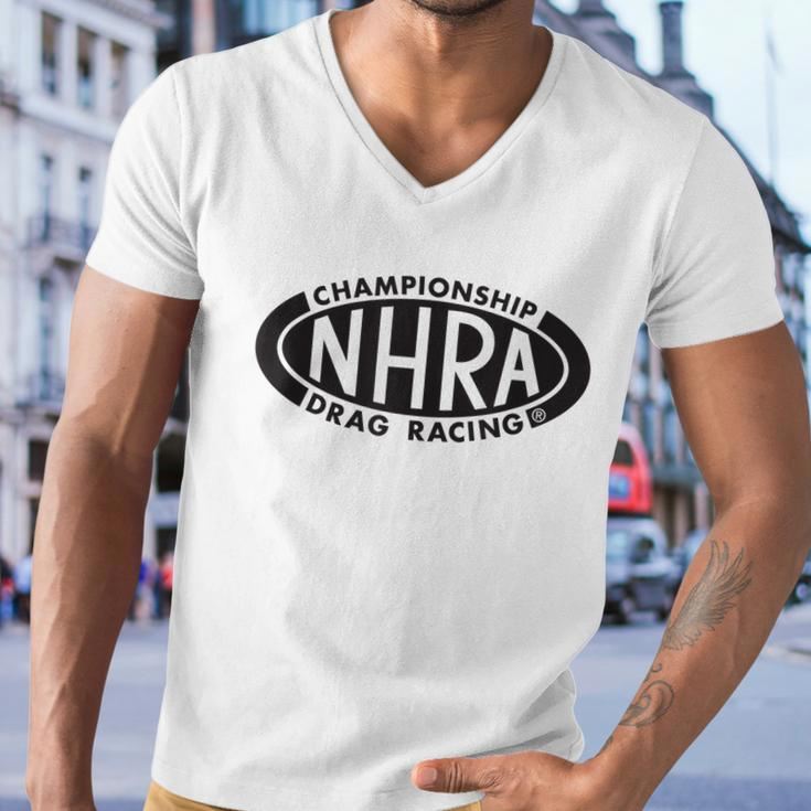 Nhra Championship Drag Racing Black Oval Logo Men V-Neck Tshirt