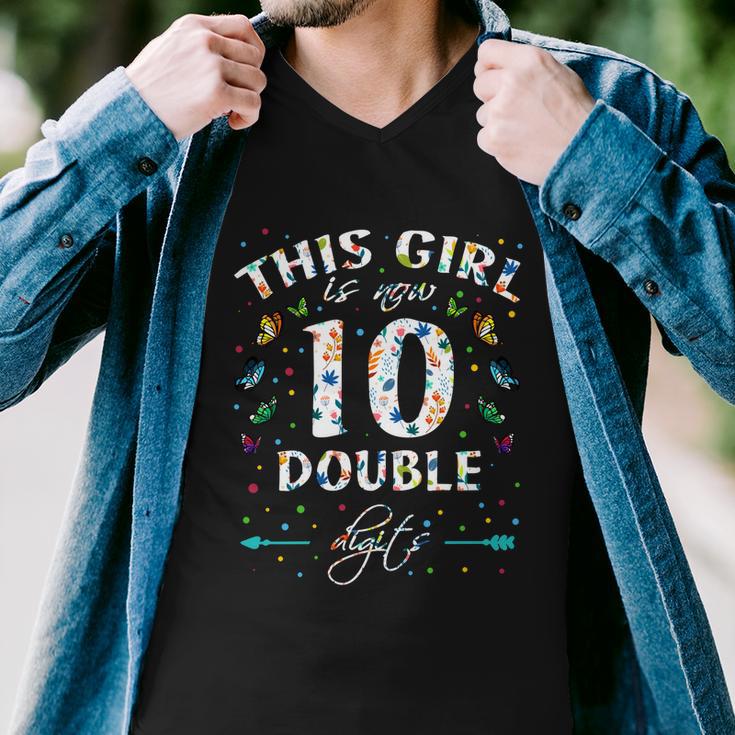 10Th Birthday Funny Gift This Girl Is Now 10 Double Digits Gift Men V-Neck Tshirt