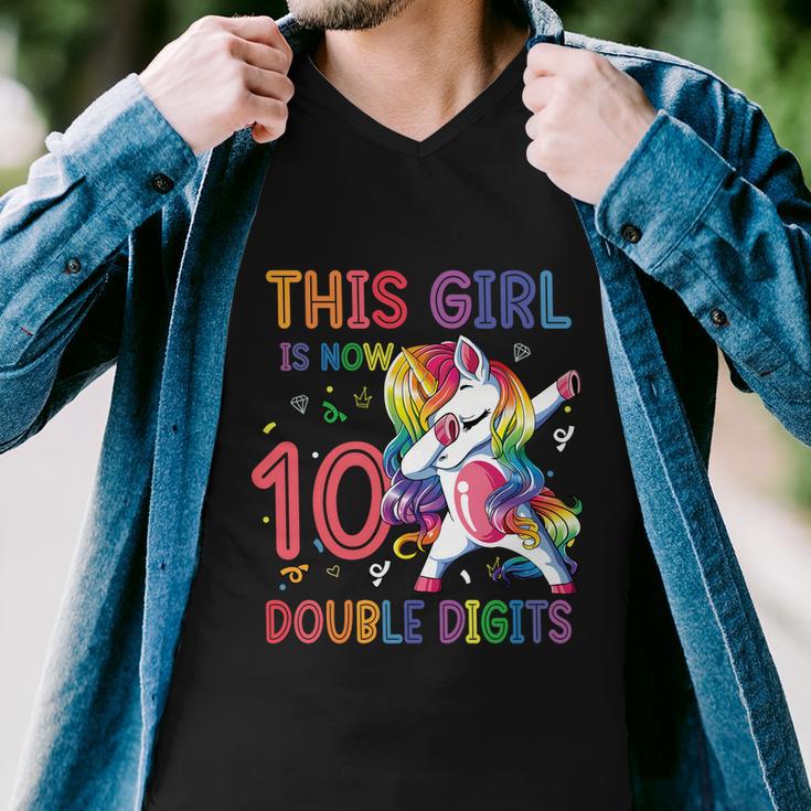 10Th Birthday Gift Girls This Girl Is Now 10 Double Digits Funny Gift Men V-Neck Tshirt