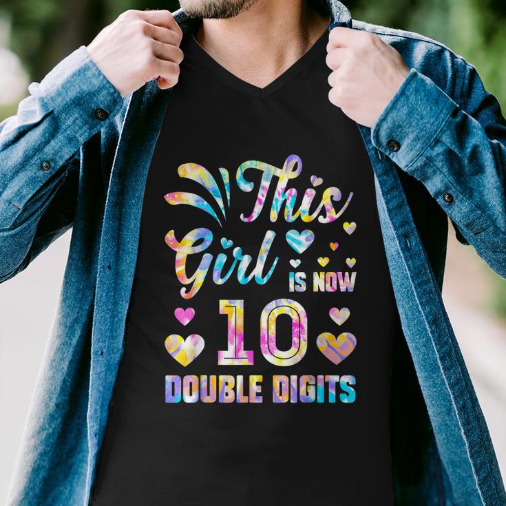 10Th Birthday Gift This Girl Is Now 10 Double Digits Tie Dye Gift Men V-Neck Tshirt