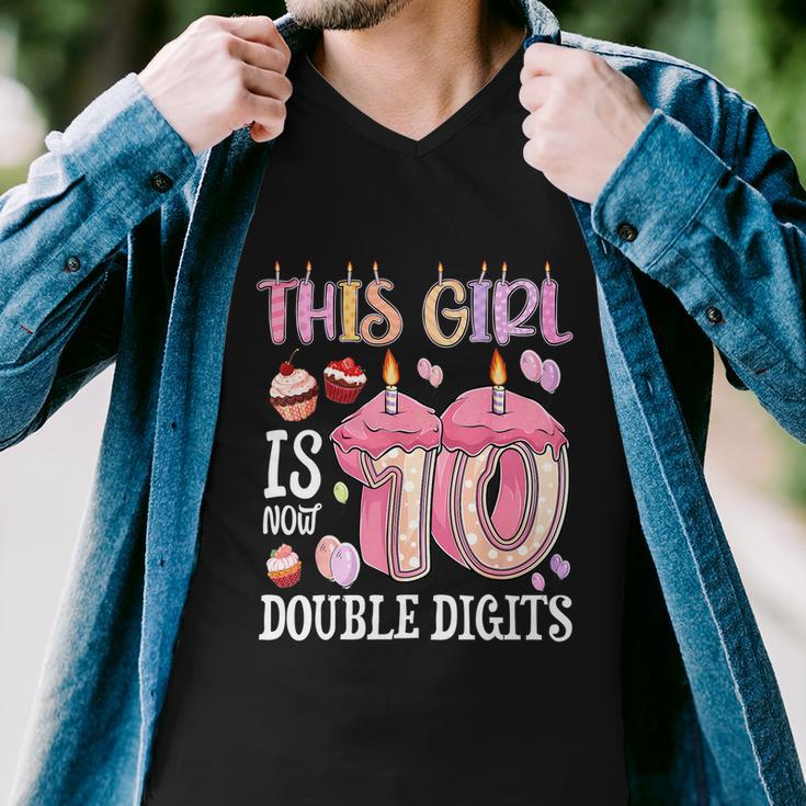 10Th Birthday This Girl Is Now 10 Years Old Double Digits Men V-Neck Tshirt