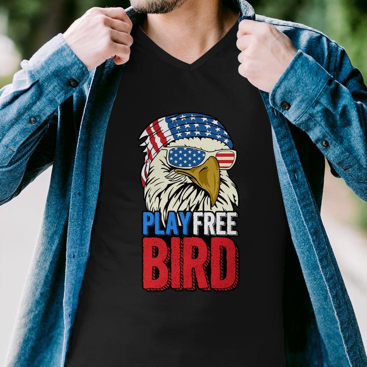 4Th Of July American Flag Bald Eagle Mullet Play Free Bird Gift Men V-Neck Tshirt