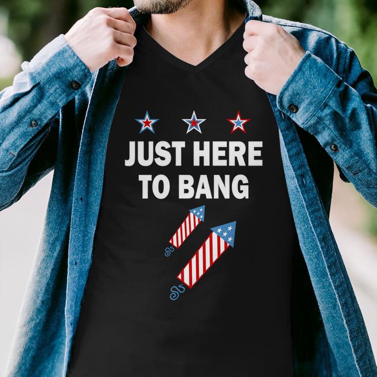 4Th Of July Just Here To Bang Fireworks Men V-Neck Tshirt