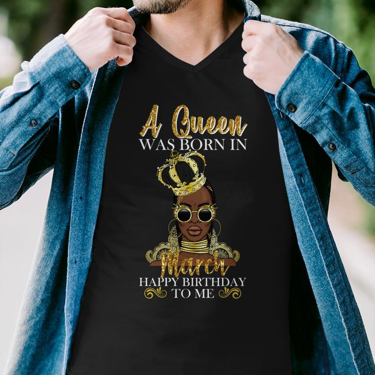 A Queen Was Born In March Happy Birthday Graphic Design Printed Casual Daily Basic Men V-Neck Tshirt