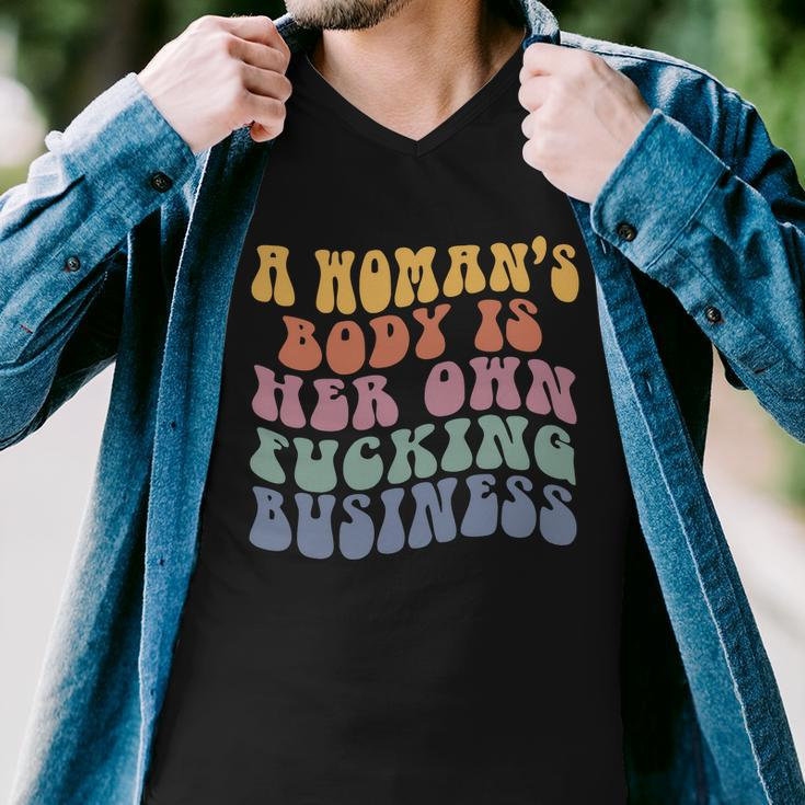 A Womans Body Is Her Own Fucking Business Vintage Men V-Neck Tshirt