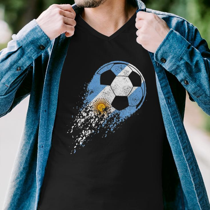 Argentina Soccer Argentinian Flag Pride Soccer Player Men V-Neck Tshirt
