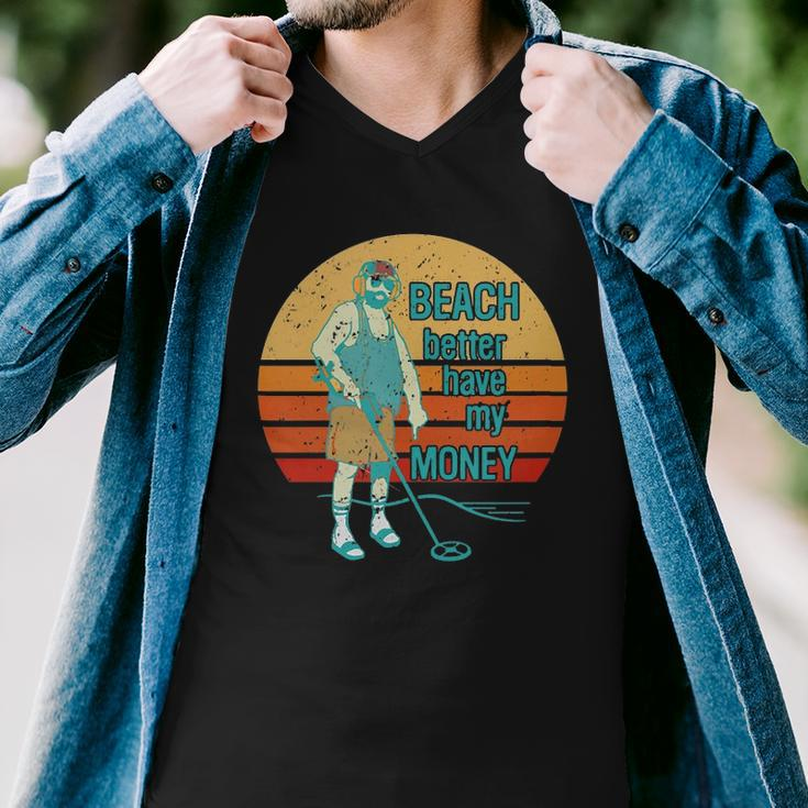 Beach Better Have My Money Retro Sunset Men V-Neck Tshirt