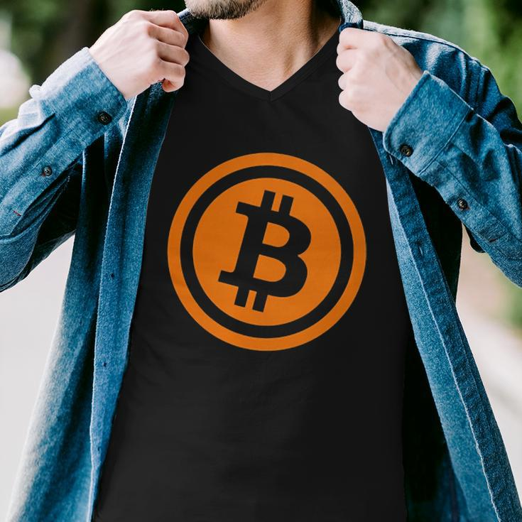 Bitcoin Logo Emblem Cryptocurrency Blockchains Bitcoin Men V-Neck Tshirt