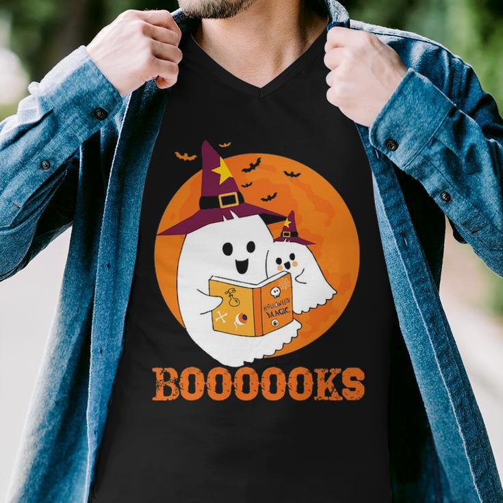 Booooks Halloween Boo Read Books Reading Men V-Neck Tshirt