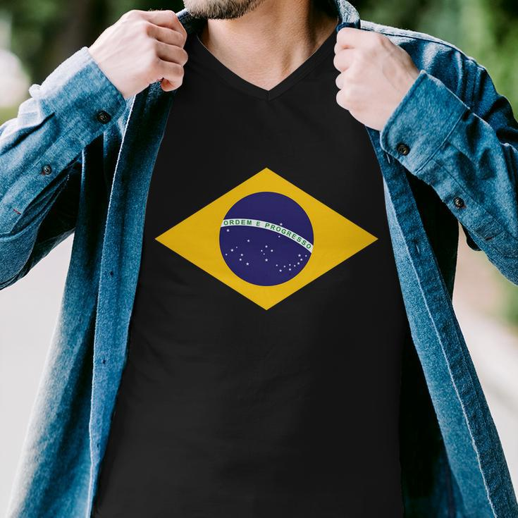 Brazil National Flag Men V-Neck Tshirt
