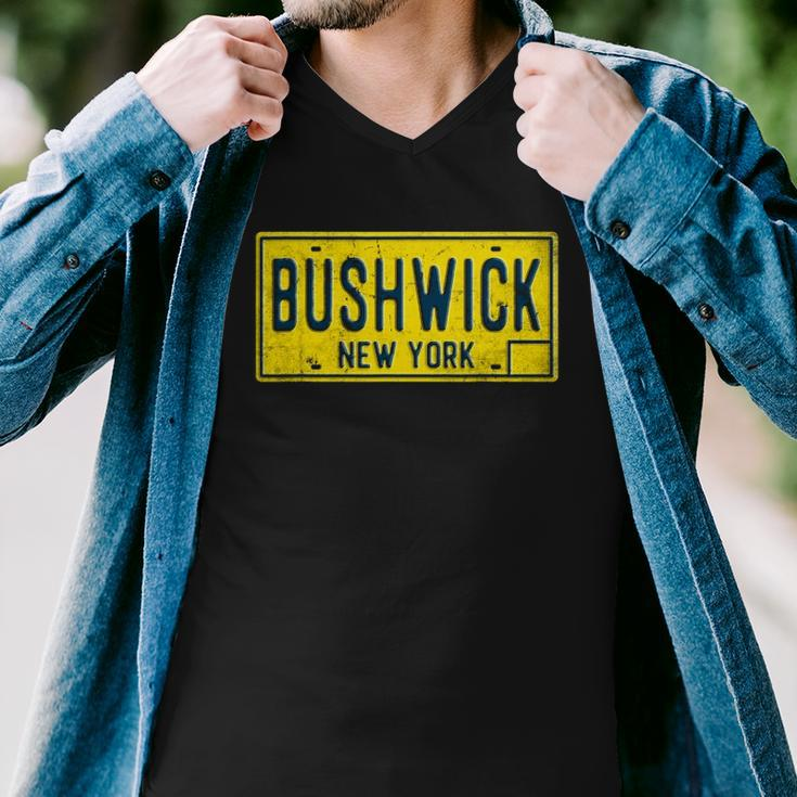 Bushwick Brooklyn New York Old Retro Vintage License Plate Men V-Neck Tshirt