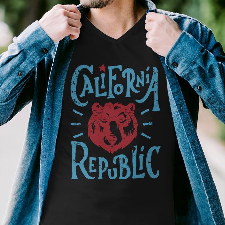 California Republic Vintage Tshirt Men V-Neck Tshirt