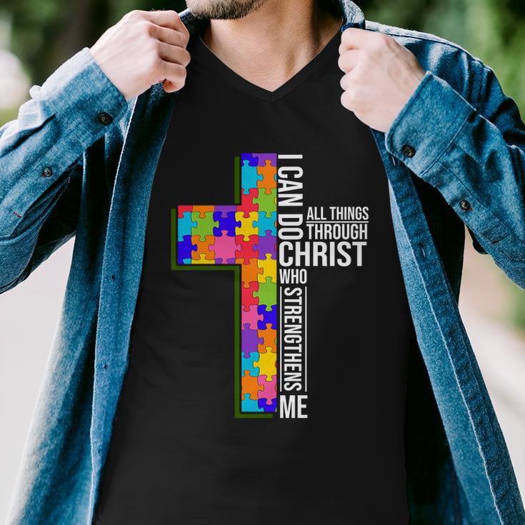 Can Do All Things Through Christ Autism Awareness Tshirt Men V-Neck Tshirt