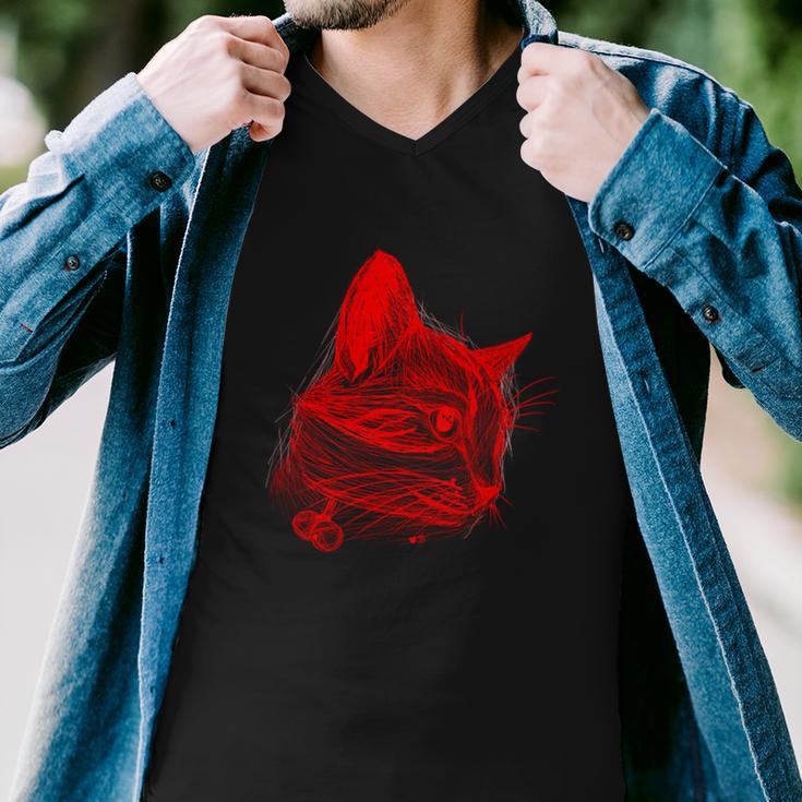 Catshirts Great Gift Cat Scribble Men V-Neck Tshirt