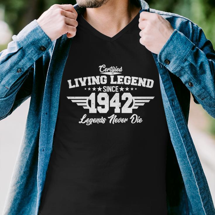 Certified Living Legend Since 1942 Legends Never Die 80Th Birthday Men V-Neck Tshirt