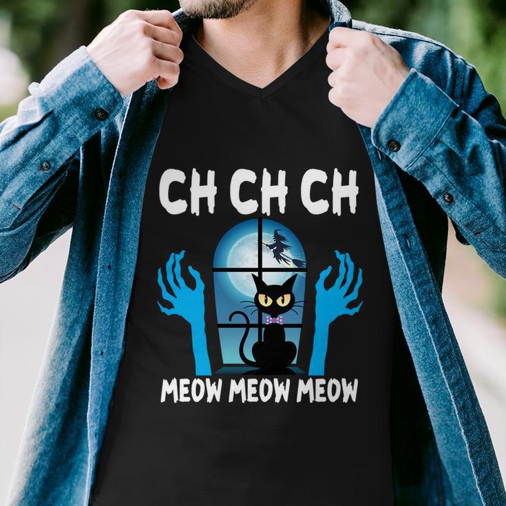 Ch Ch Ch Meow Moew Moew Cat Halloween Quote Men V-Neck Tshirt