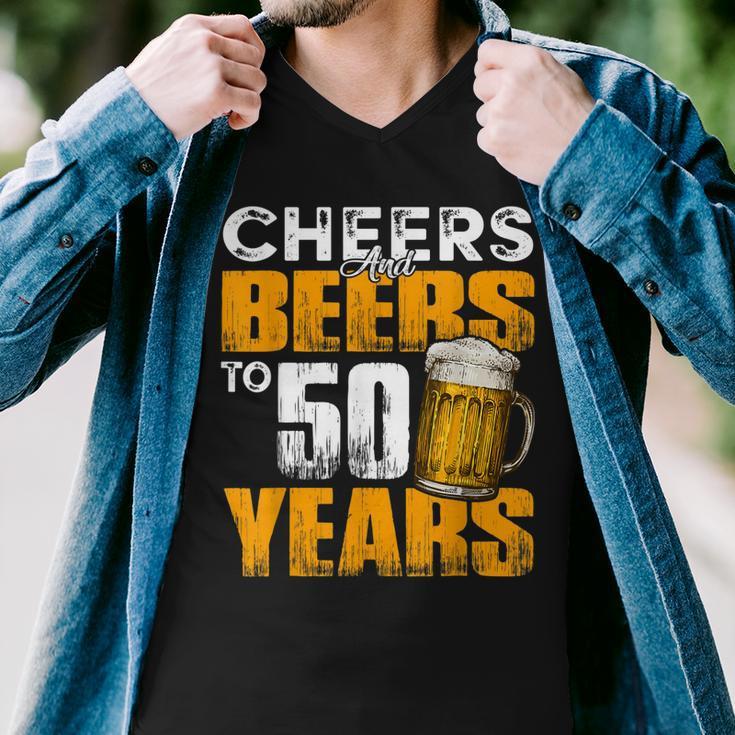 Cheers And Beers To 50 Years Old Birthday Funny Drinking Men V-Neck Tshirt
