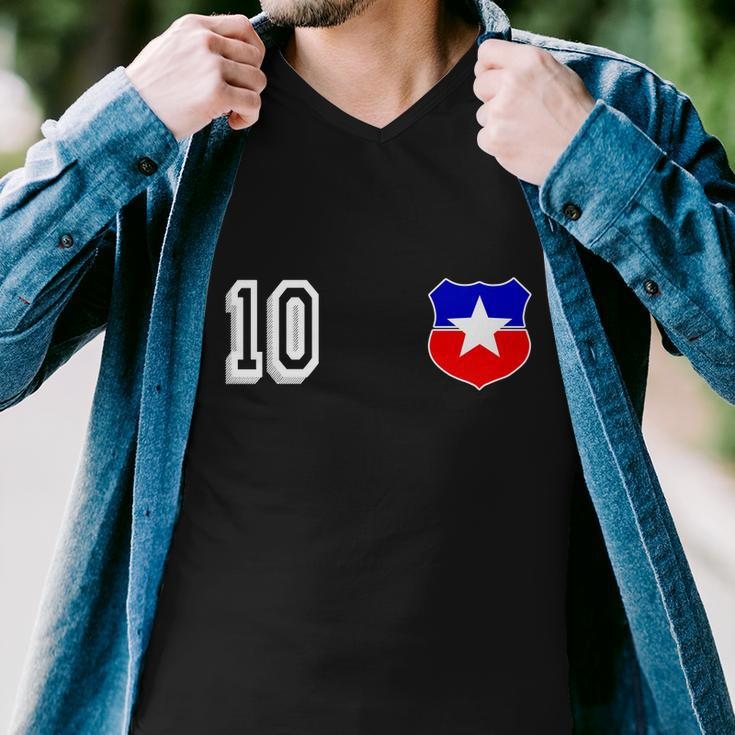 Chile Soccer La Roja Jersey Number Men V-Neck Tshirt
