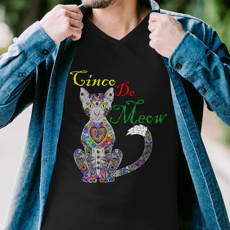 Cinco De Meow Funny Mexican Cat Men V-Neck Tshirt