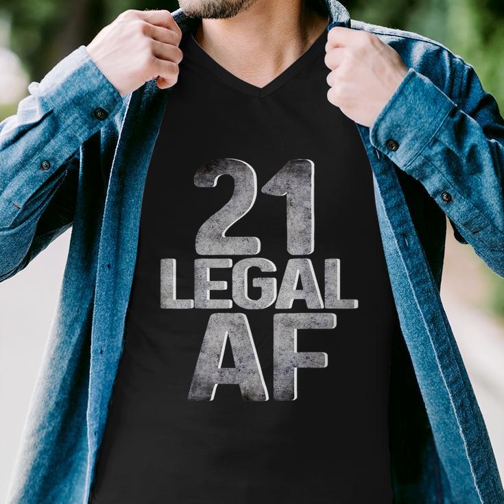 Cool 21St Birthday Gift For Him Her Legal Af 21 Years Old Tshirt Men V-Neck Tshirt