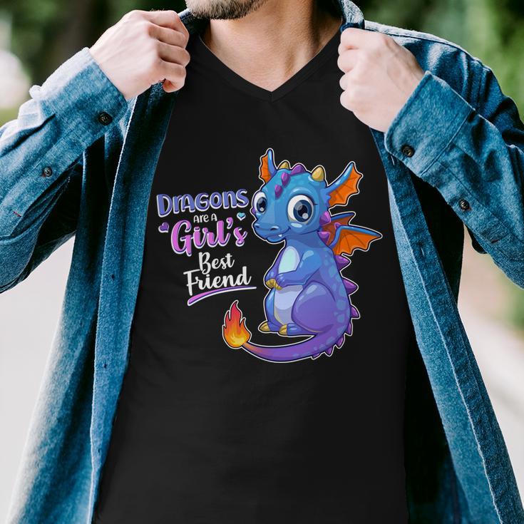 Cute Dragons Are A Girls Best Friend Men V-Neck Tshirt