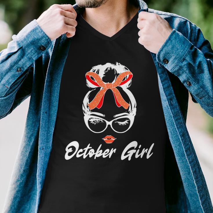 Cute October Girl Birthday Men V-Neck Tshirt