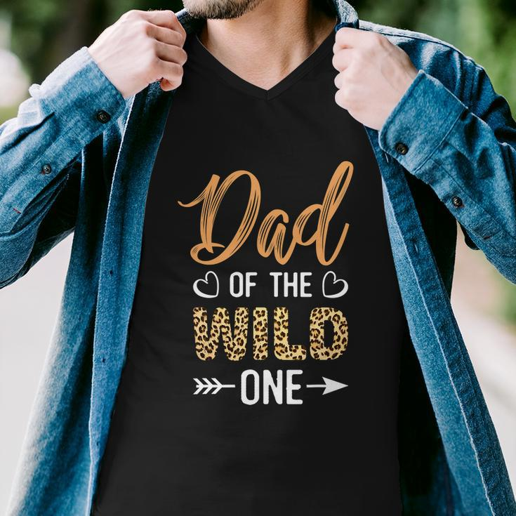 Dad Of The Wild One Toddler 1St Birthday Leopard Dad Boy Men V-Neck Tshirt