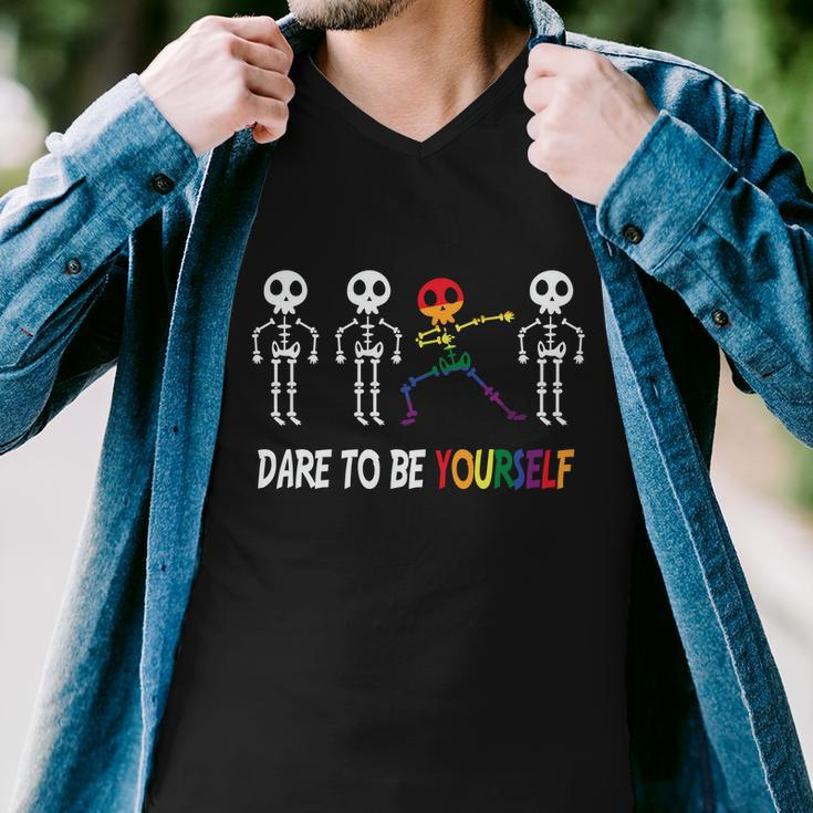 Dare To Be Yourself Lgbt Gay Pride Lesbian Bisexual Ally Quote Men V-Neck Tshirt