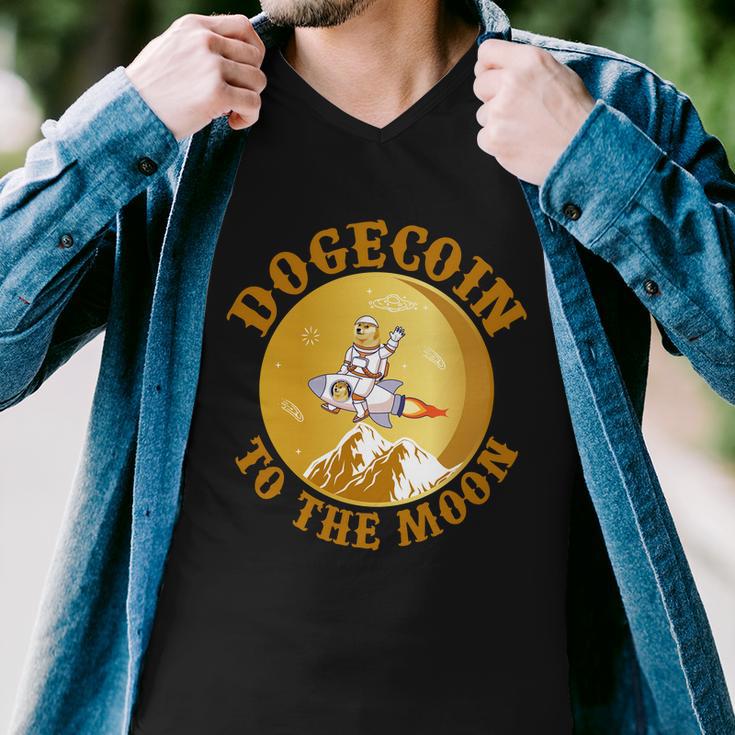 Dogecoin Vintage To The Moon Tshirt Men V-Neck Tshirt