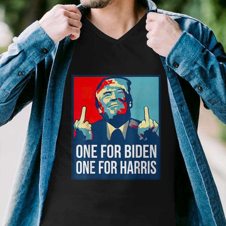 Donald Trump Middle Finger Biden Harris America Republican Men V-Neck Tshirt