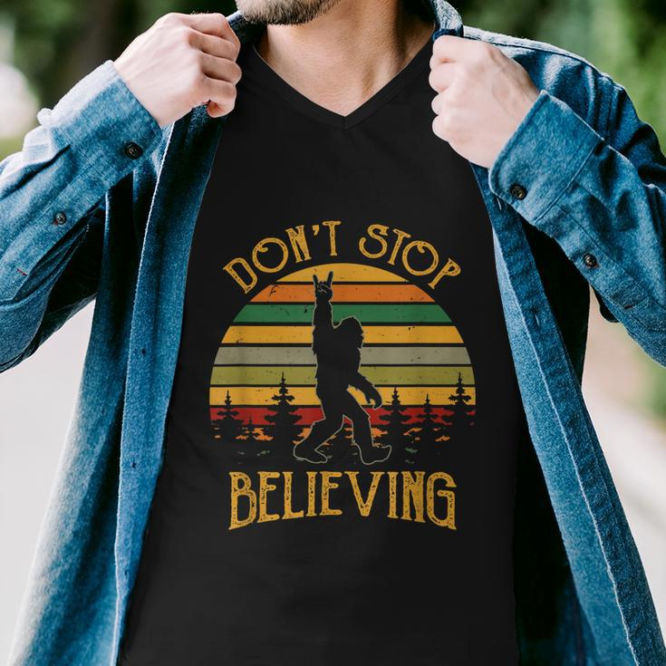 Dont Stop Believing Bigfoot Rock And Roll Retro Sasquatch Men V-Neck Tshirt