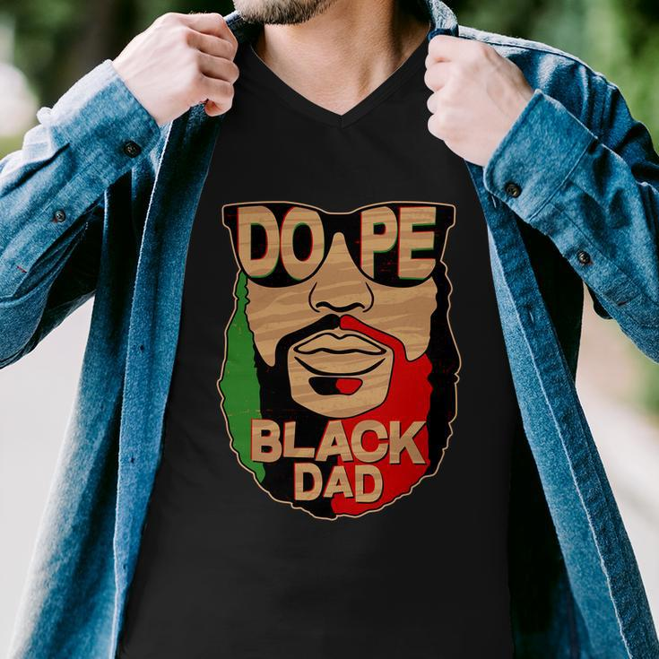 Dope Black Dad Fathers Day Tshirt Men V-Neck Tshirt