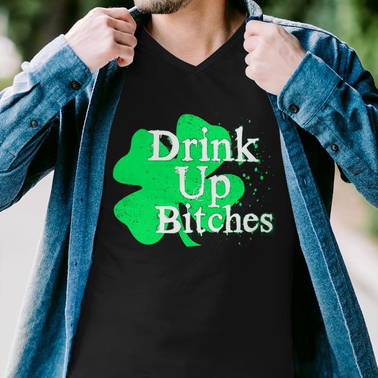 Drink Up Bitches St Patricks Day Clover Tshirt Men V-Neck Tshirt