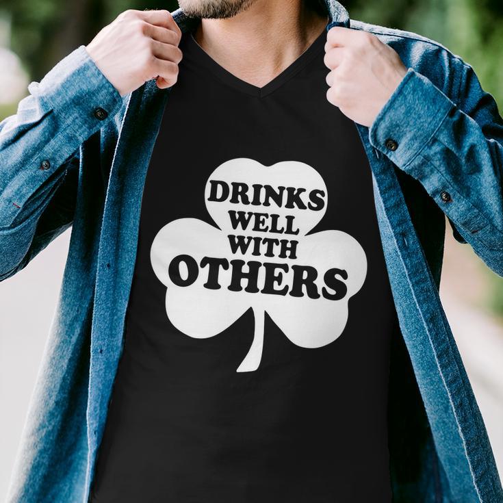 Drinks Well With Others Funny St Patricks Day Drinking Tshirt Men V-Neck Tshirt