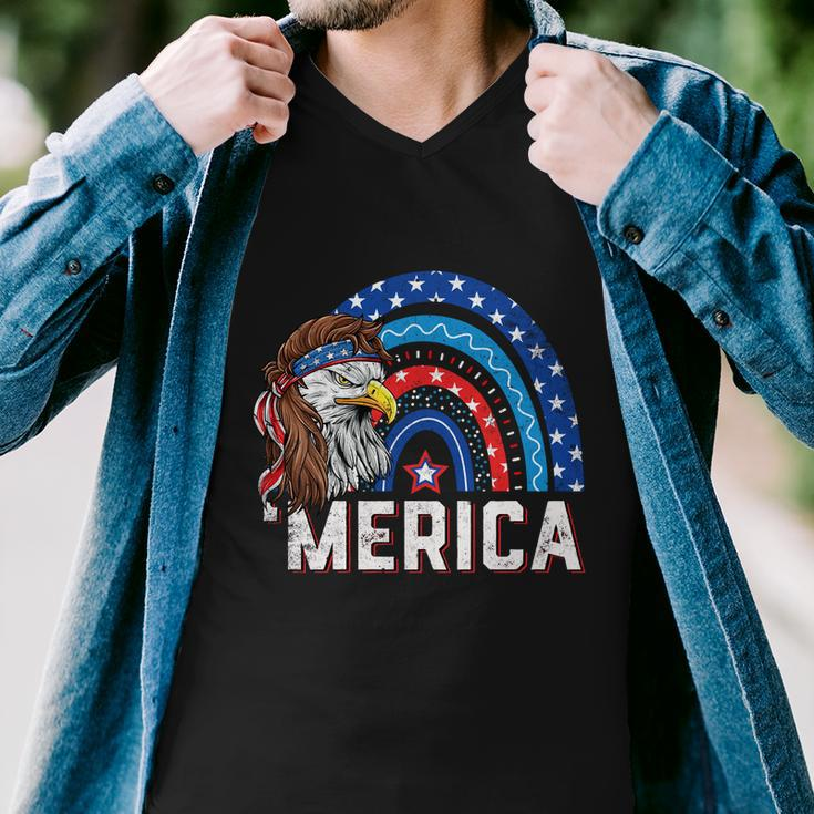 Eagle Mullet 4Th Of July Rainbow Usa American Flag Merica Gift V2 Men V-Neck Tshirt
