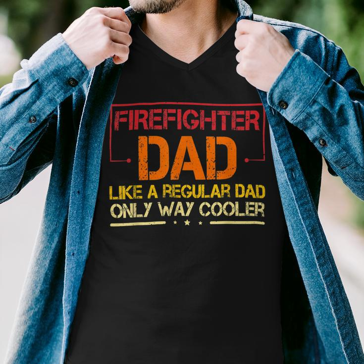 Firefighter Funny Firefighter Dad Like A Regular Dad Fireman Fathers Day Men V-Neck Tshirt