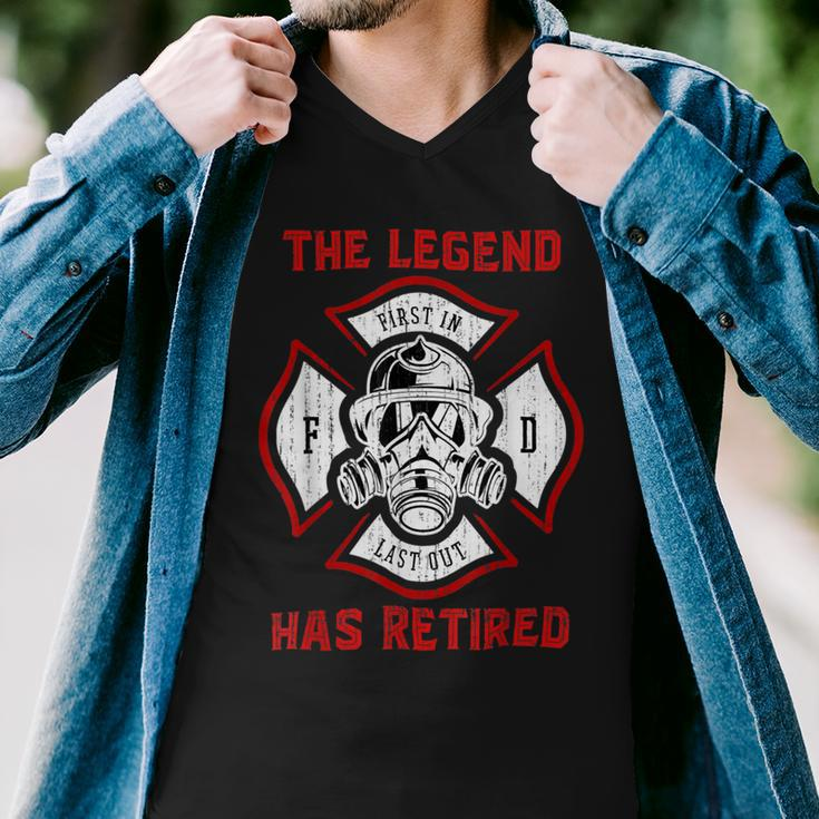 Firefighter Retired Fireman Retirement Proud Firefighter Men V-Neck Tshirt