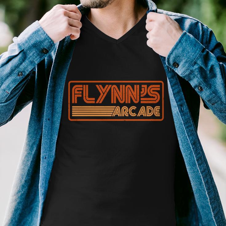 Flynns Arcade Vintage Retro 80S Logo Tshirt Men V-Neck Tshirt