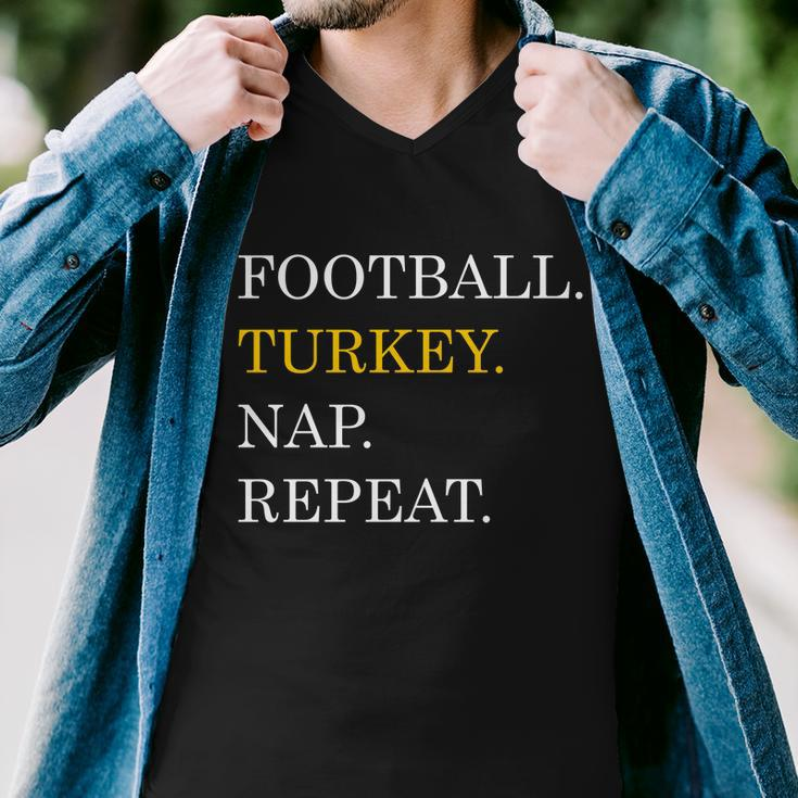 Football Turkey Nap Repeat Thanksgiving Men V-Neck Tshirt
