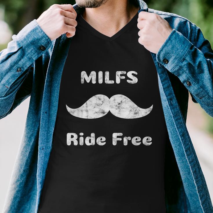 Free Mustache Rides Milfs Ride Free Men V-Neck Tshirt