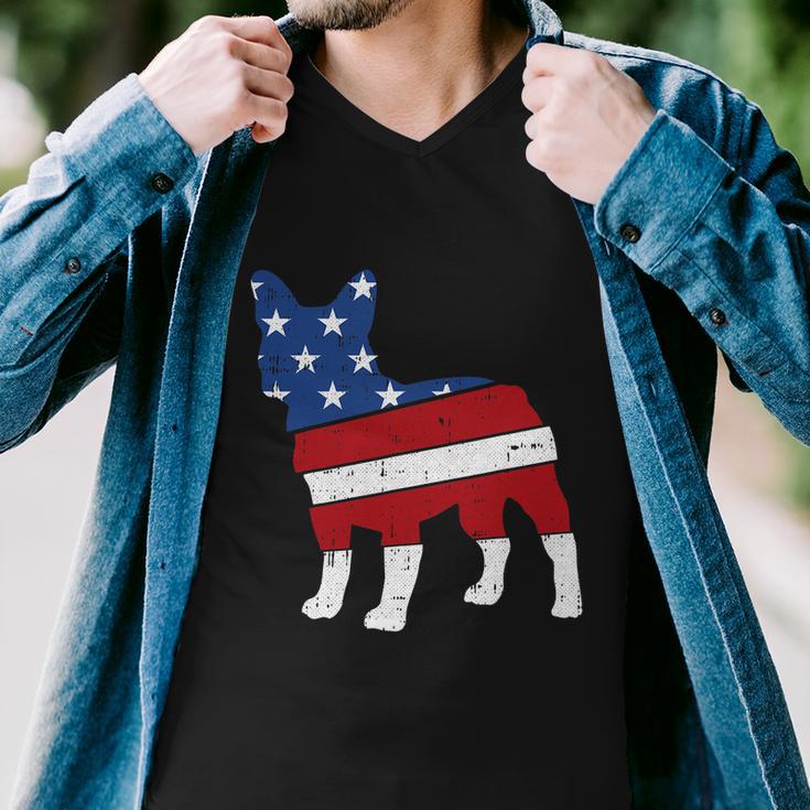 French Bulldog 4Th Of July Cute Frenchie American Flag Dog Men V-Neck Tshirt