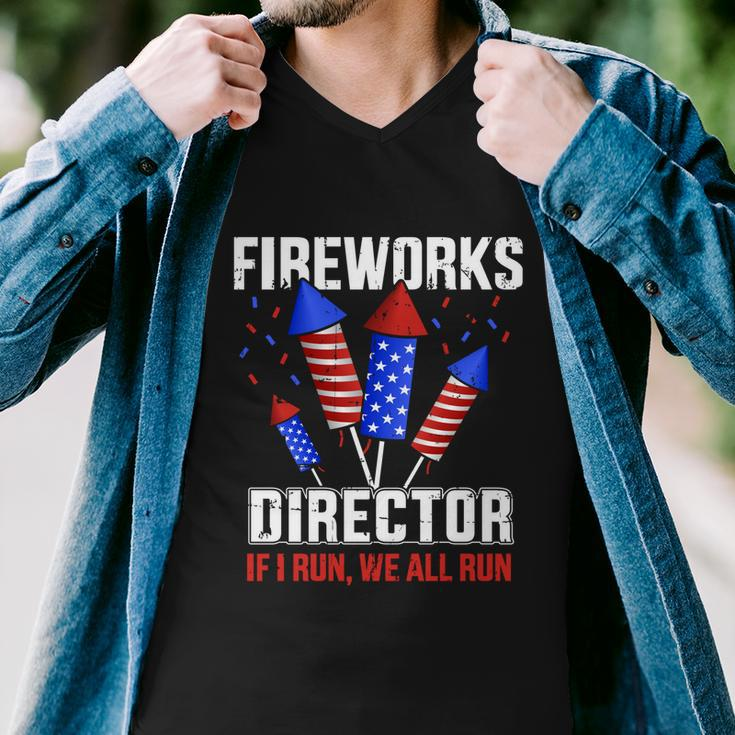 Funny 4Th Of July Fireworks Director If I Run You All Run Men V-Neck Tshirt