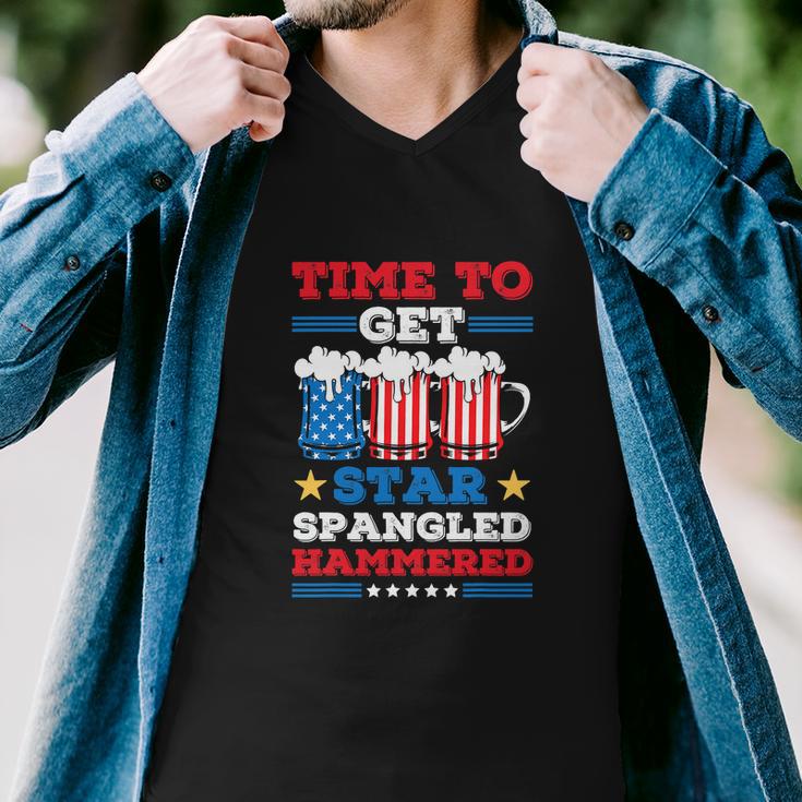 Funny 4Th Of July Time To Get Star Spangled Hammered Men V-Neck Tshirt