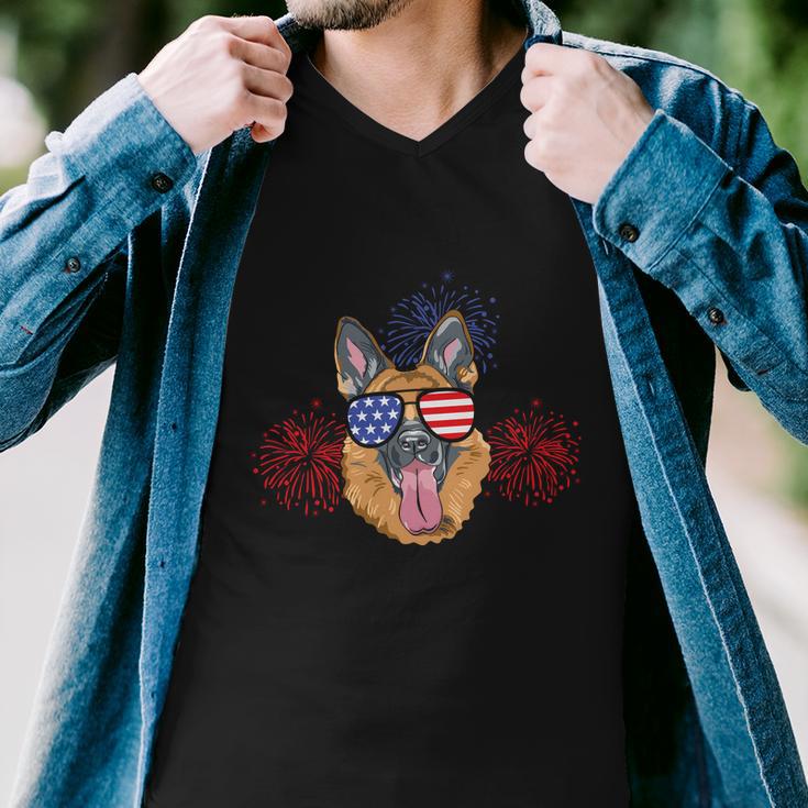 Funny Australian Cattle Dog Heeler American Flag Plus Size Shirt For Unisex Men V-Neck Tshirt